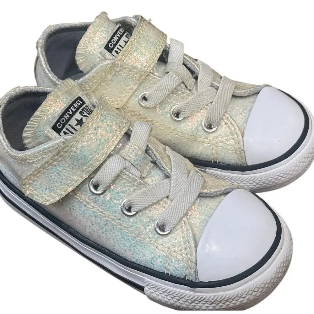 Converse Chuck Taylor 1V Ox Toddler Size 7C Glitter Hook & Loop Sneakers